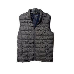 IZOD Advantage Performance Men's Small Grey Puffer Vest Quilted Full Zip